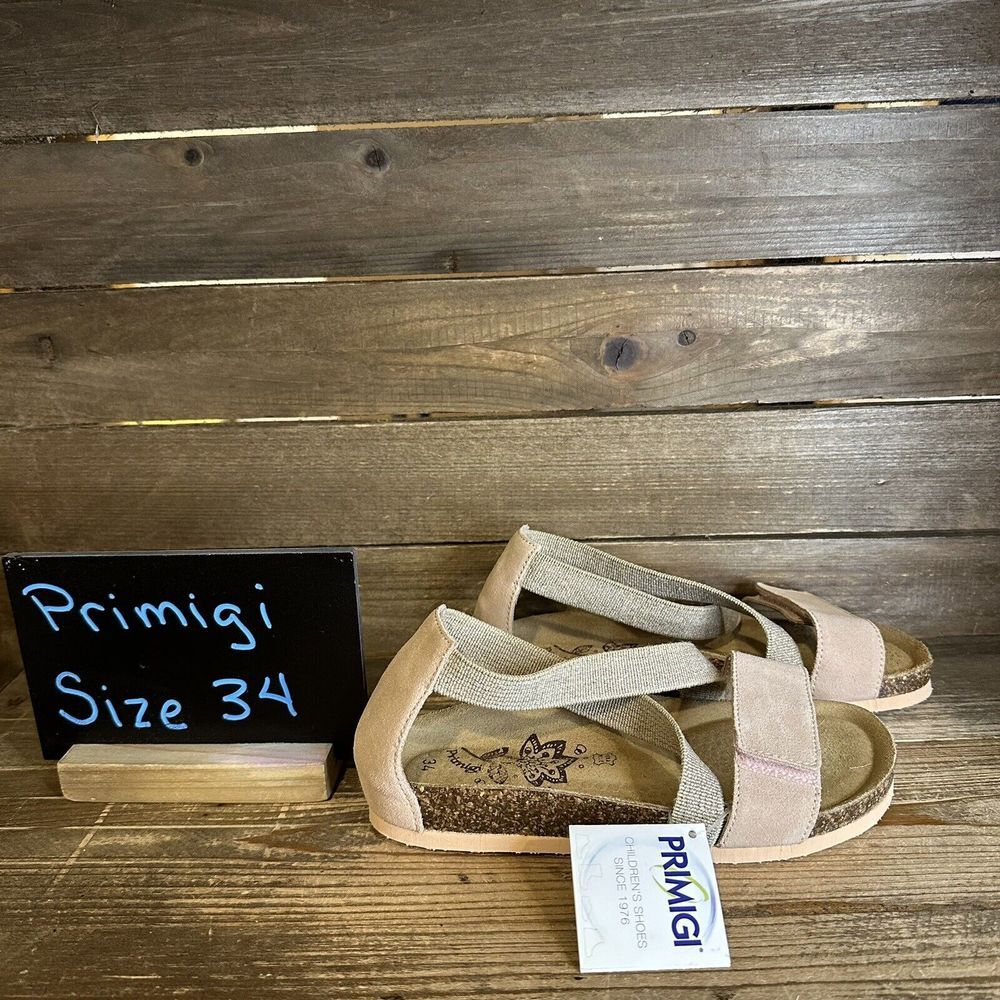 New Girls Primigi Crisscross Boho Italian Brand Leather Sandals Size 2.5 Y/EU 34